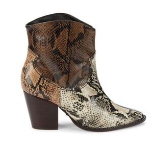 SCHUTZ Women’s Haven Snakeskin-Embossed Cowboy ankle Boots tan size 9.5 EUC!